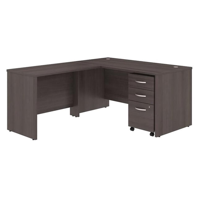 Studio C 60W L Shaped Desk with Drawers in Storm Gray - Engineered Wood