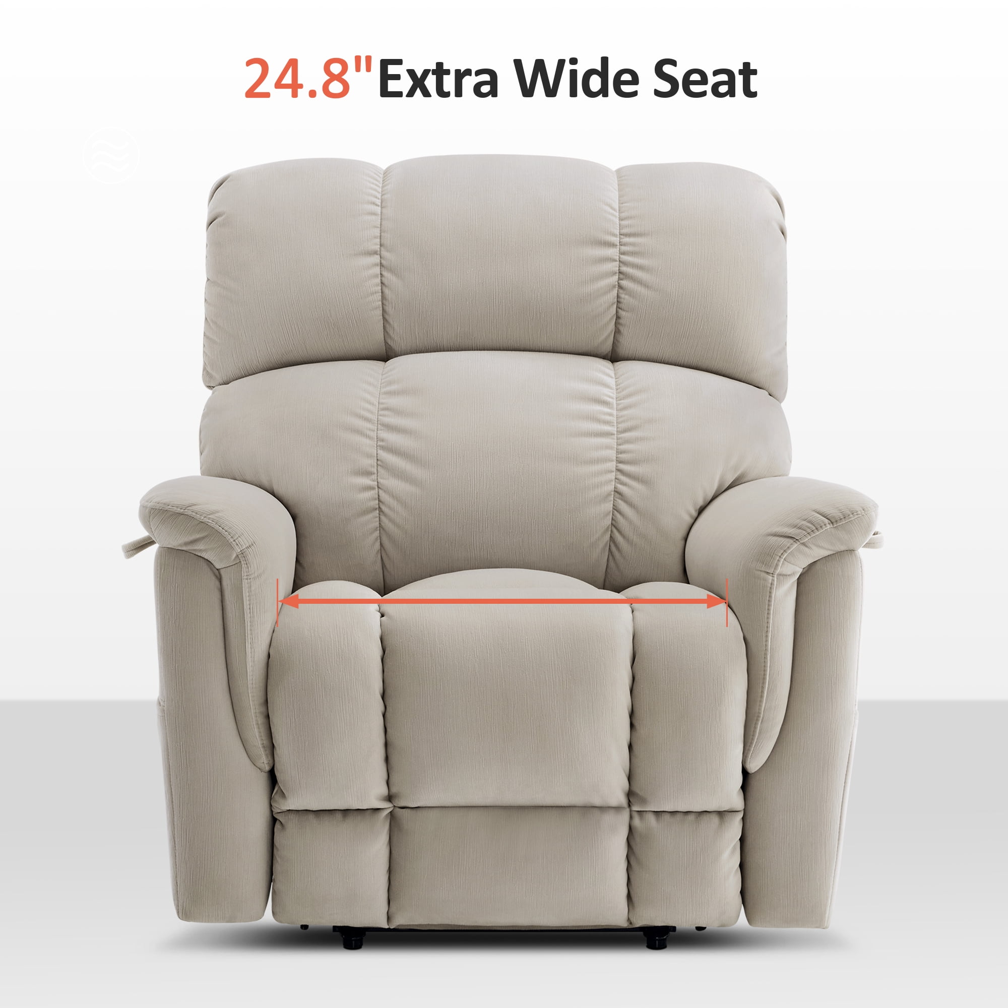 MCombo Oversized 24.8" Seat Width Large Dual Motor Power Recliner Lift Chair for Tall Elderly, Infinite Position, Beige Fabric