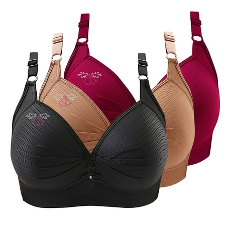 Lisbinx Nursing Bras 3PC Woman s Printing Gathered Together Large Size Daily Bra Underwear No Rims Prime Day Deals Today 2025