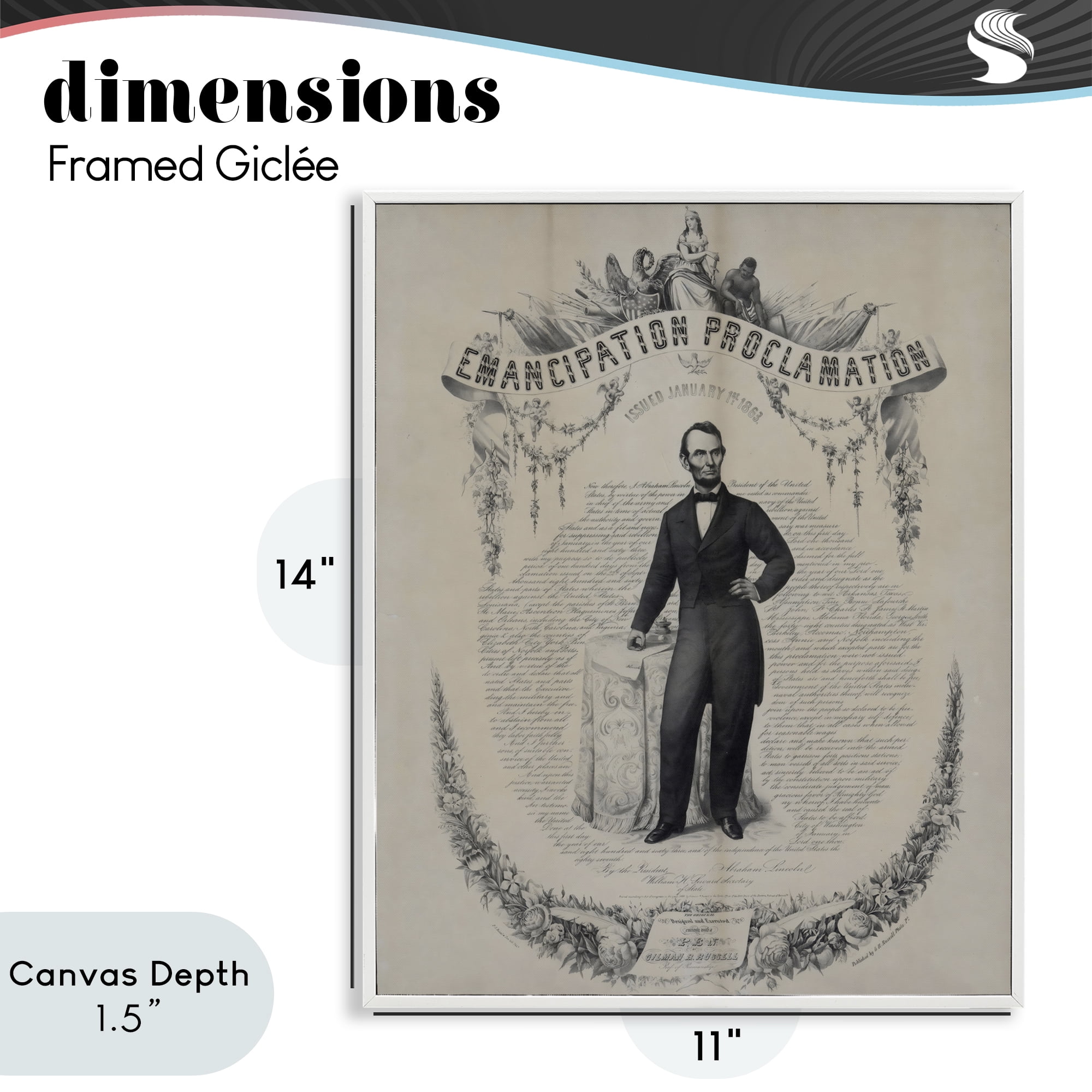 Stupell Industries Lincoln with Emancipation Proclamation White Framed Giclee Art, design by Arlington Prints
