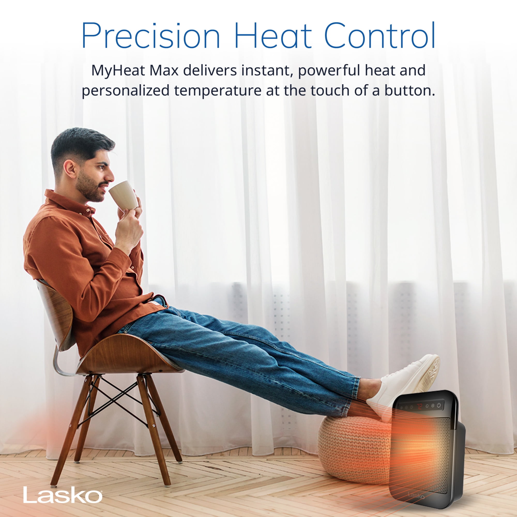 Lasko MyHeat Max 9.3" Personal Ceramic Space Heater with Timer, Black, CD09100