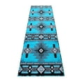 thumbnail image 2 of Emma + Oliver Fe 2x7 Turquoise Olefin Accent Rug with Complementary Southwestern Pattern in Beige, Black and Brown and Jute Backing, 2 of 6