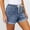 Dark Blue, variant on CYRBOKO Women's Denim Shorts, Elastic Waist Drawstring Casual Holiday Summer Jeans with Pockets Blue Size S-2XL