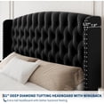 thumbnail image 4 of Eastvita 51-Inch Tall King-Size Velvet Upholstered Platform Bed Frame Button-Tufted Wingback Headboard/Footboard/No Box Spring Required/Black, 4 of 6