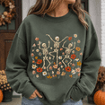 thumbnail image 2 of Halloween Shirt, Dancing Skeletons Sweatshirt, Floral Skeleton Hoodie, Spooky Season Graphic Tee, Fall Halloween Party Gift, 2 of 9