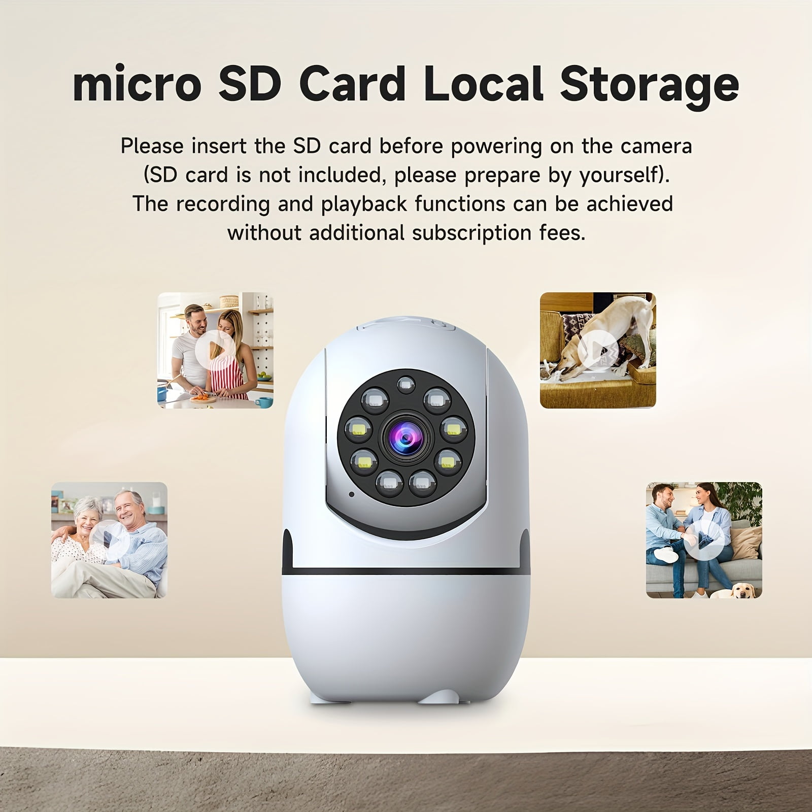 3pcs Indoor Camera For Home Security, Wireless W/355° Pan & Tilt, Full-Color Night Vision, Baby/Pet Monitor, Motion Detection, 2-Way Talk, 2, 4G WiFi, Cloud & SD Card Storage, Alexa Ready