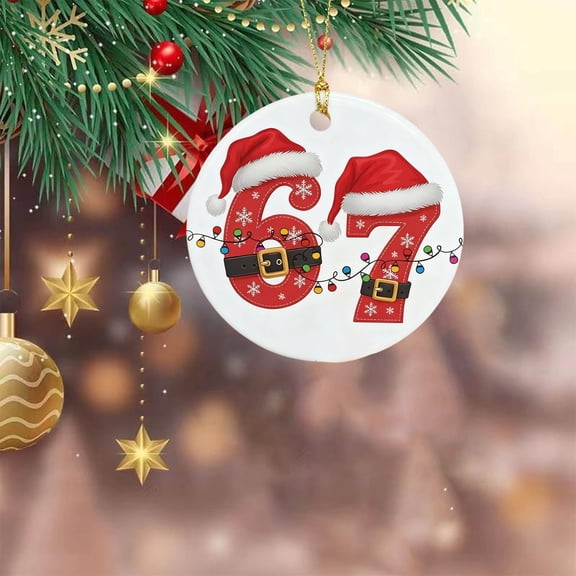 WKSCLPAI 67 Christmas Ornament, Funny 67 Small Acrylic Decorations for Christmas Tree, 67 Ginger_bread Ornaments, 67 Christmas Wrapping Paper Decor Ornaments Birthday Gifts, #H