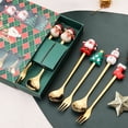 thumbnail image 4 of Traje de cuchara navideña de dibujos animados linda cuchara navideña tenedor cuchara de postre de Papá Noel caja de regalo de vacaciones, 4 of 4