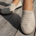 thumbnail image 6 of Mesh Flats for Women Breathable Slip on Sneakers Round Toe Arch Support Sneaker Casual Comfortable Walking Shoes for Work Travel Foldable Washable Beige 36, 6 of 8