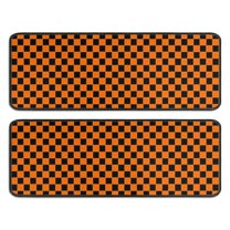 Kitchen Rugs Sets Of 2,Orange and Black Checkered Pattern Anti Fatigue Kitchen Mat Rugs Non Slip Washable,Decorative Kitchen Floor Mats for Kitchen,Sink,Laundry,17"x47" 17"x47"
