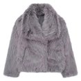 thumbnail image 3 of TRAFZA, moda de invierno, abrigo cálido de felpa para mujer, abrigo grueso informal con cuello vuelto para mujer, prendas de vestir exteriores cortas de manga larga Vintage para mujer, 3 of 5