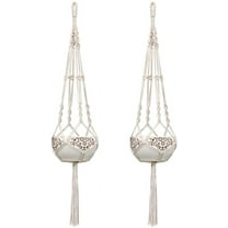 2PCS Macrame Plant Hangers, Indoor Outdoor Hanging Planter Basket Cotton Rope, 4 Legs 41 Inch