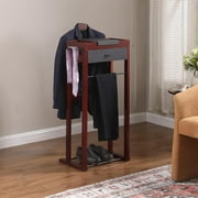 Proman Products Winston Wooden Clothes Valet Stand Organizer (Mahogany)