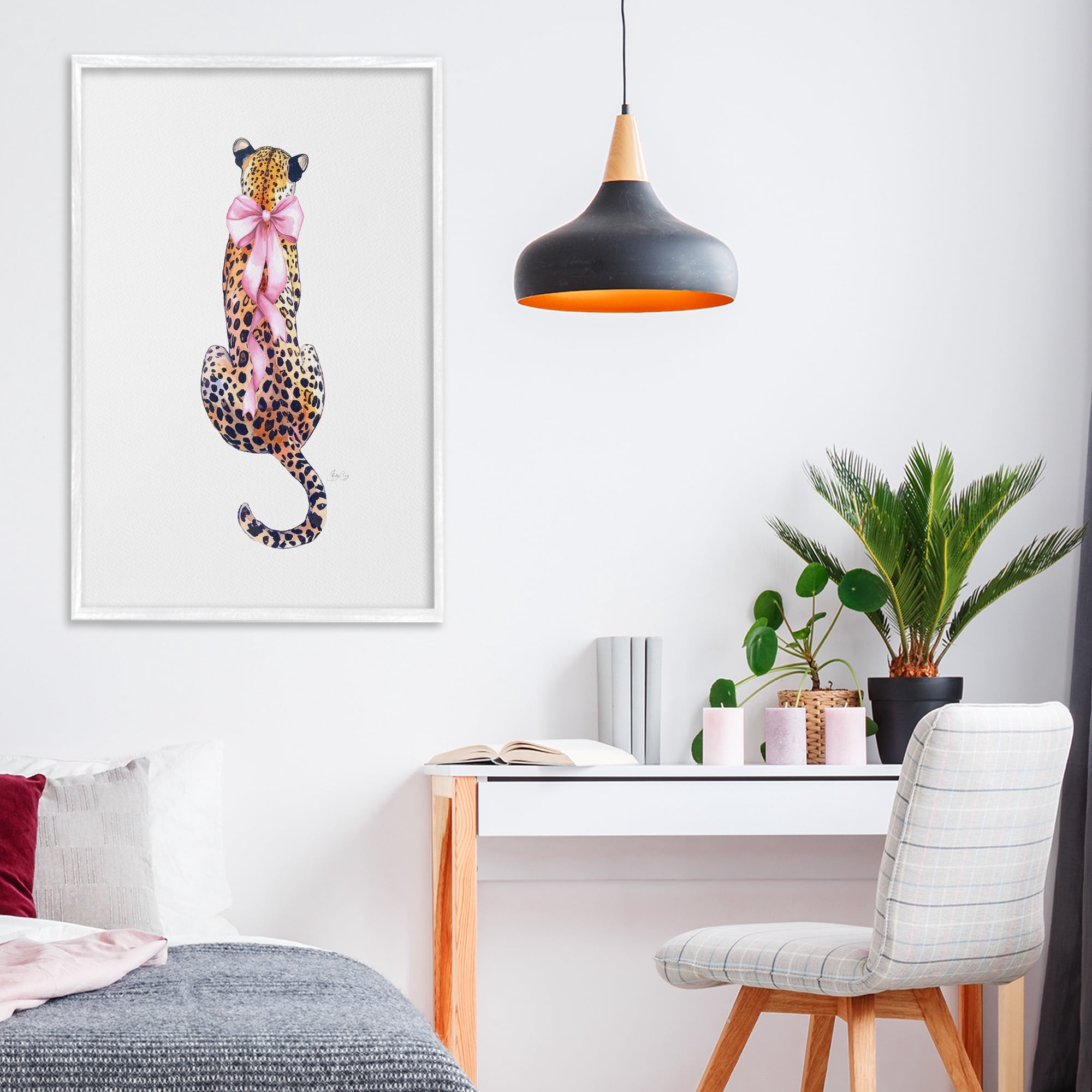 Stupell Industries Poised In Pink Cheetah White Framed Giclee Art, design by Shelly Craig