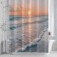 thumbnail image 2 of Summer Beach Sunset Landscape Bathroom Shower Curtain, Coastal Ocean Red Cloud Sky Wave Waterproof Washable Soft Bath Curtain for Bathtub Decor with 12 Hooks&Grommet, 60x72 Inch, 2 of 9