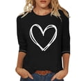 thumbnail image 2 of Besolor Valentines Day T Shirt Women Blouses Valentines Day Shirt for Womens Trendy Heart Print Tees 3/4 Sleeve Tops, 2 of 3