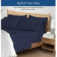 thumbnail image 3 of Grand King Size Sheet Set, 600 Thread Count, 100% Pima Cotton – Soft & Durable Bedding Deep 14-16 Inch Mattresses, Soft & Durable Bedding Grand King Size (Stripe, Navy Blue), 3 of 5