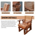 thumbnail image 5 of Beneouya Outdoor Porch Glider Chair with Cup Holder, Wooden Rocking Chair, Cedar Brown, 5 of 6