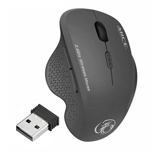 Ratón Inalámbrico Ordenador Portátil 800-1600 DPI 6 Botones Ratón Inalámbrico para Juegos con Batería, Gris 2.4G AweSitey EL4490-03B