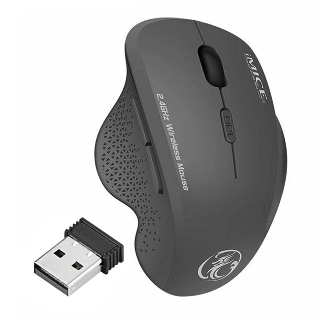 Ratón Inalámbrico Ordenador Portátil 800-1600 DPI 6 Botones Ratón Inalámbrico para Juegos con Batería, Gris 2.4G Monstrate EL4490-03B