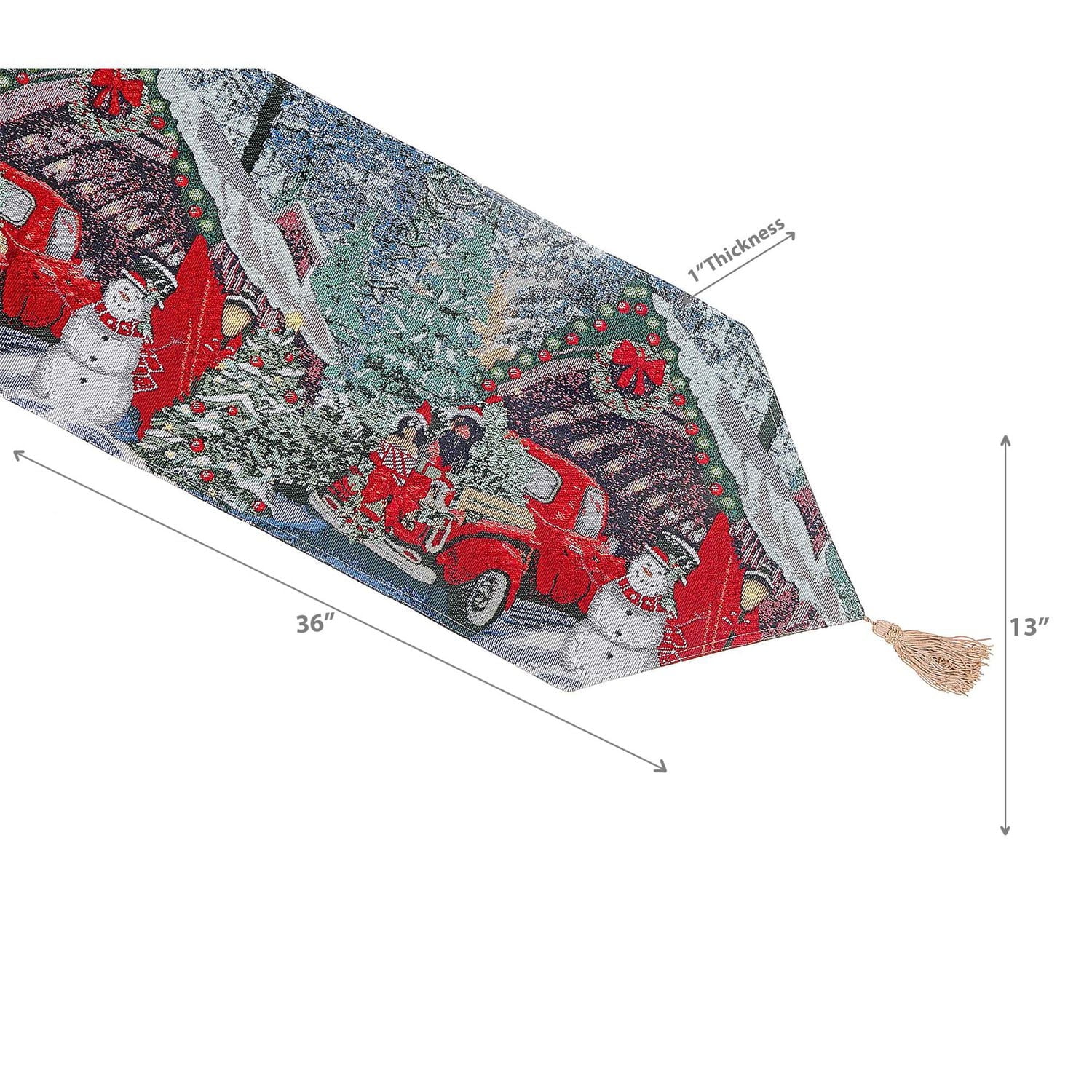 Christmas Tapestry Table Runner Red Car With Gifts 36"