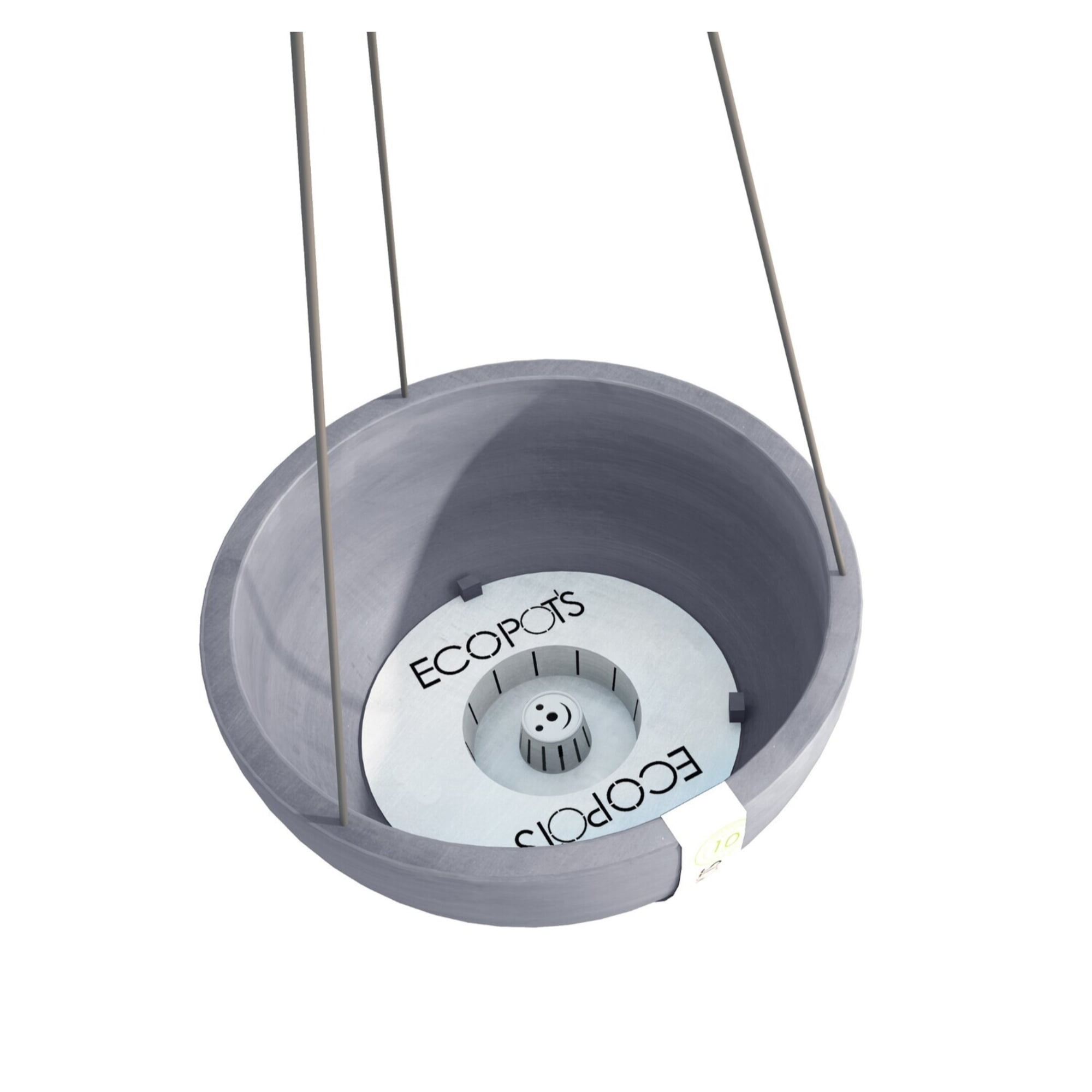 Ecopots Hanging Brussels Durable Modern Round Indoor/Outdoor Recycled Based Composite Flower Pot Planter, Slate Grey, 10.5"