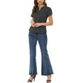 thumbnail image 2 of Blusa de puntos impresos de cuello en V de mujer INSPIRE CHIC para el Día de San Valentín, de manga corta, top para el trabajo, talla XS, color negro, 2 of 8