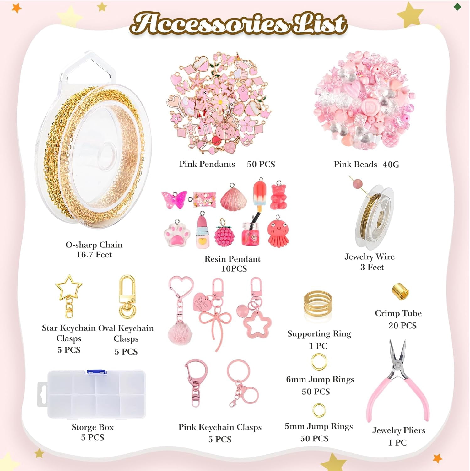 249 Pcs Keychain Making Kit — Includes 15 Keychain Clips, 16.4 Feet Chains, 100 Charms, Beading Accessories, Jewelry Pliers — DIY Bag Charms & Jewelry Craft Kit Supplies