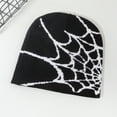 thumbnail image 2 of Transemion Stylish Spider Web Beanie Hat For Trendy Winter Fashion Unisex Spider Web Hats white and black, 2 of 6