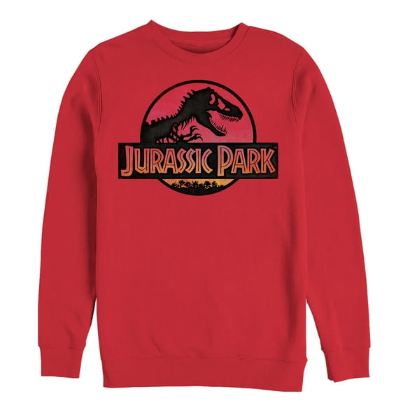 Men's Jurassic Park Logo Sunset Sweatshirt Red X Large
