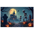 thumbnail image 1 of Spooky Scene Halloween Banner Gothic Theme Pumpkin Lantern Skeleton Design Cemetery Setting for Halloween Party Event Decor, 1 of 5