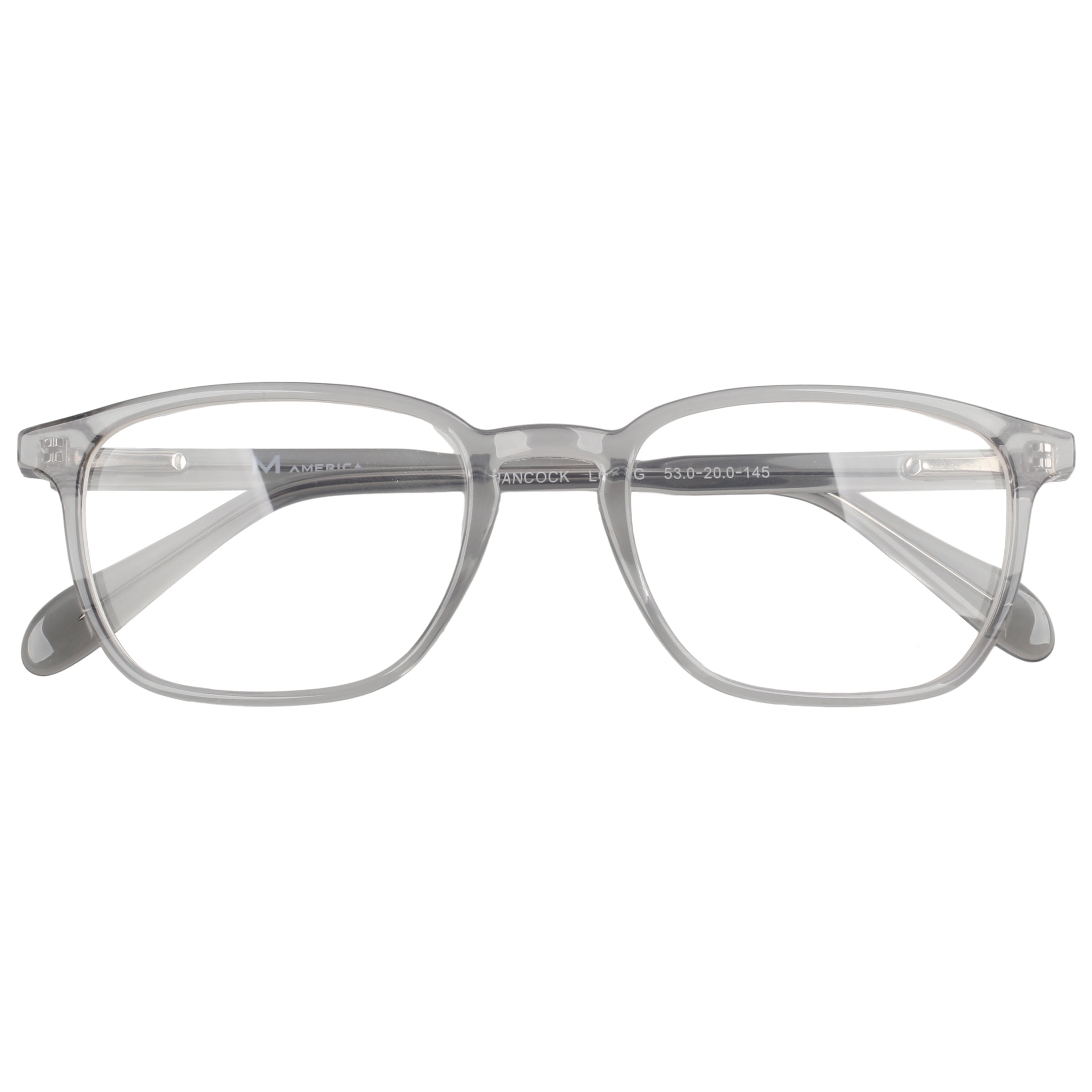 Mens M America Hancock Rx'able Eyeglasses, Square, Plastic, Light Grey Crystal, 1 Pair