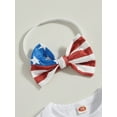 thumbnail image 5 of Wassery Baby Girls 4th of July Clothes 3 6 12 18 Months Infant Summer Outfits Letter Romper Stars Stripe Shorts Headband Newborn 3Pcs Independence Day Clothes Sets 0-18M, 5 of 8