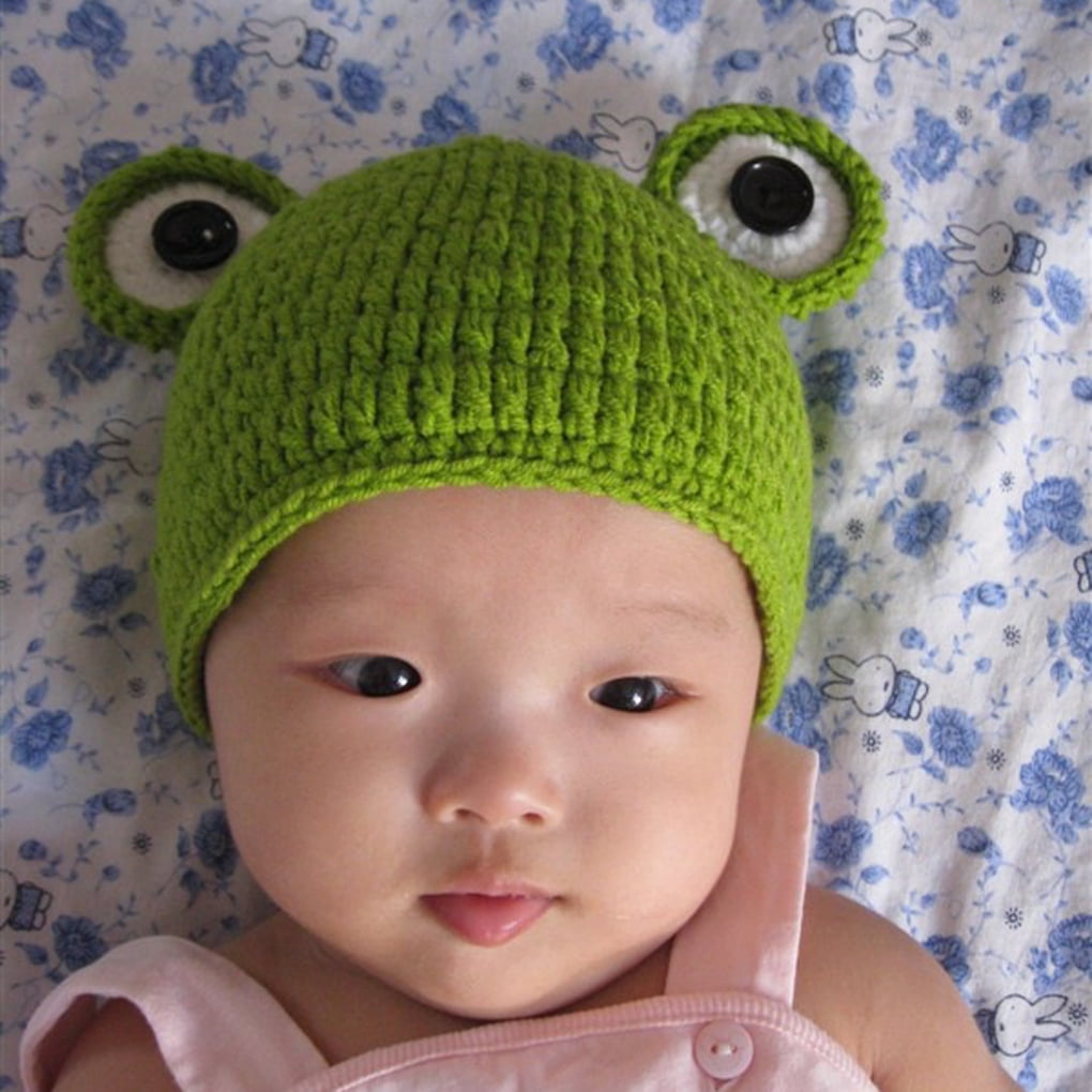 Cute Frog Newborn Crochet Outfits Warm Set Cap Boy Crochet Frog