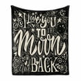 thumbnail image 1 of Saying Soft Flannel Fleece Throw Blanket, I Love You to the Moon and Back Lettering Ornaments Illustration, Cozy Plush for Indoor and Outdoor Use, 60" x 80", Charcoal Grey and Champagne, by Ambesonne, 1 of 5