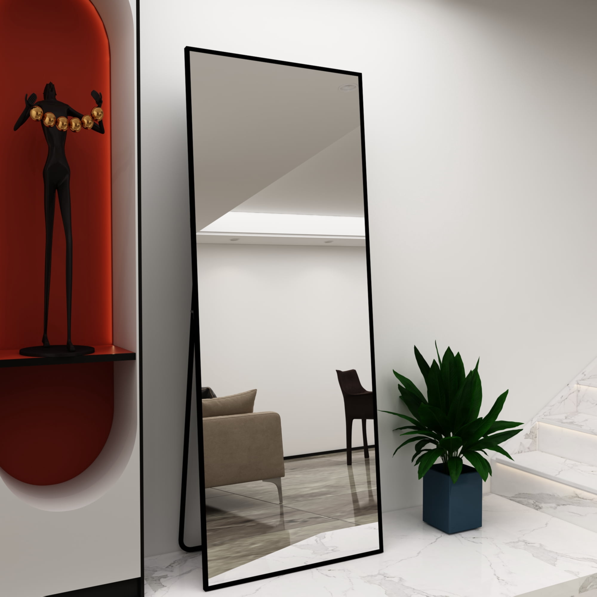 CONGUILIAO 65" × 24" Mirror Full Length Mirror Floor Mirror Full length Standing Mirror Large Rectangle Leaner Mirror Full Body Black Mirror