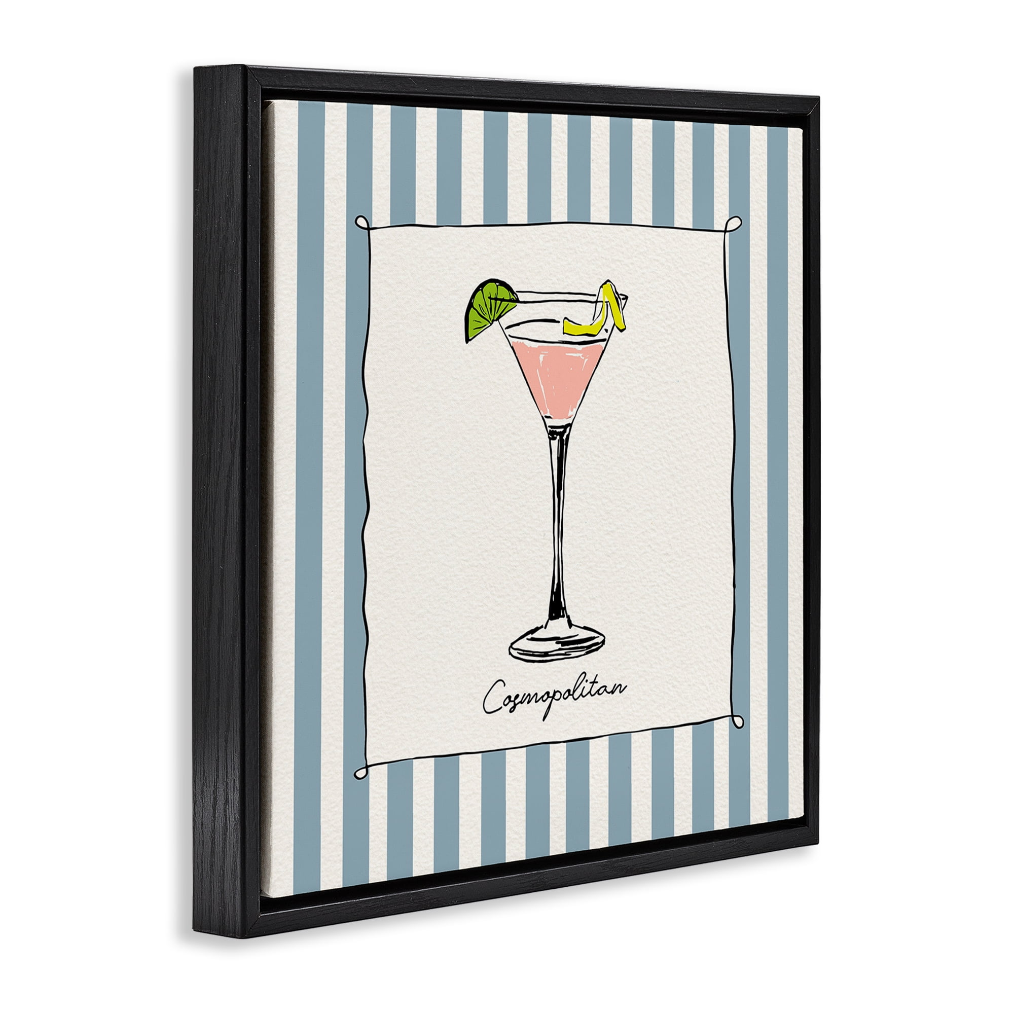 Stupell Industries Cosmopolitan Summer Stripes Black Framed Floater Canvas Wall Art, design by Susan Jill