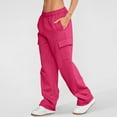 thumbnail image 3 of Utoimkio Wide Leg Cargo Sweatpants for Women Elastic Waisted Loose Jogger Pants for Women with Pockets, 3 of 5