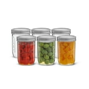 Wide Mason Jars with Airtight Lids, Labels and Measures - 16 oz - [Set of 6] Airtight Canning Jars, Glass Jars