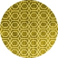 thumbnail image 1 of Ahgly Company Machine Washable Indoor Round Abstract Yellow Contemporary Area Rugs, 3' Round, 1 of 4