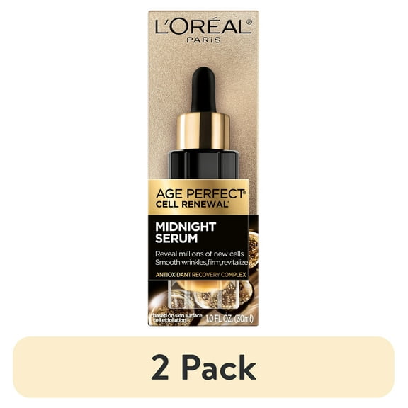 (2 pack) L'Oreal Paris Age Perfect Cell Renewal Midnight Serum, Anti-Aging Complex, 1 fl oz