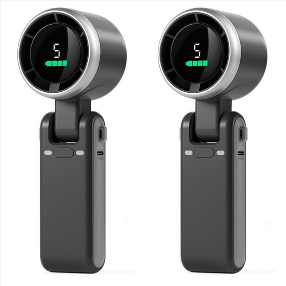 2X Handheld Turbo Fan, 5 Gear Wind, Battery Operated, Up to 12 Working Hours, Hand Fan with Air Turbo Tech Black,2 x Cooling Fan,Black