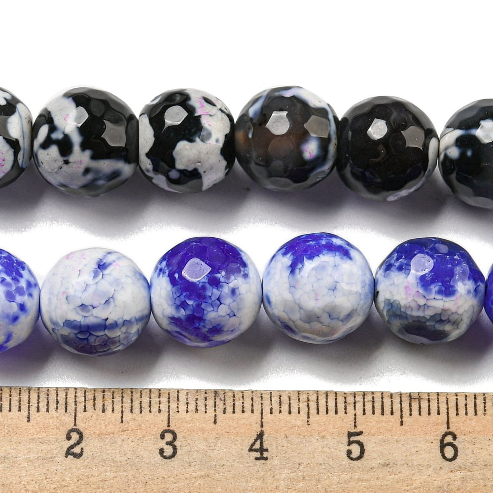 Faceted Natural Fire Crackle Agate Beads Strands Round Dyed & Heated Mixed color 12mm Hole: 1.6mm 31pcs/strand 14.76''(37.5cm) Fire Crackle Agate