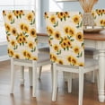 thumbnail image 2 of Sunflowers Chair Covers Set of 8 Retro Country Yellow Floral Green Leaves Newspaper Texture Chair Back Covers Stretch Removable Washable Slipcovers Protector for Dining Room Kitchen Party Decor, 2 of 9
