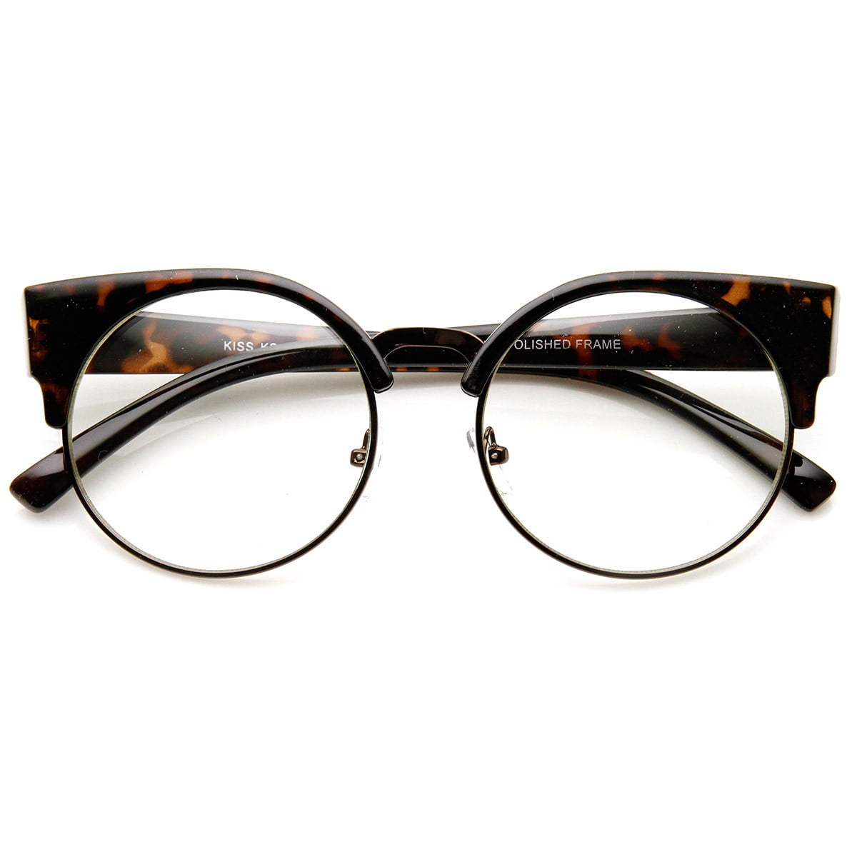 Big Frame Women Glasses Frame Fashion Cat Eye Clear Lens Oversized Glasses Female Transparent Half Frame Optical Frame