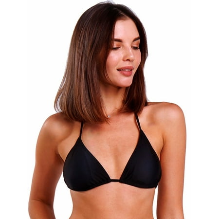 Classic Tankini - FITTOO Women Swimwear Sexy Padded V-Neck Triangle Bikini Top Push Up Lace-Up Classic Retro One Pack Black,S