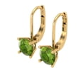 thumbnail image 2 of 1 ct Lever-Back Drop Dangle Earrings for Women | 5.0mm Round Cut Natural Peridot | 18K Yellow Gold, 2 of 5