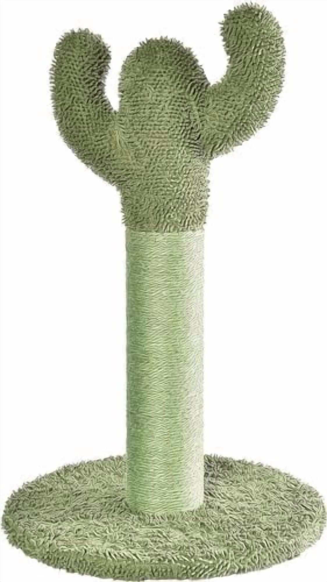 Basics Cat Scratching Post, Indoor Cactus with Natural Sisal for Kittens with Dangling Ball Toy, Medium, 25.6"H, Green