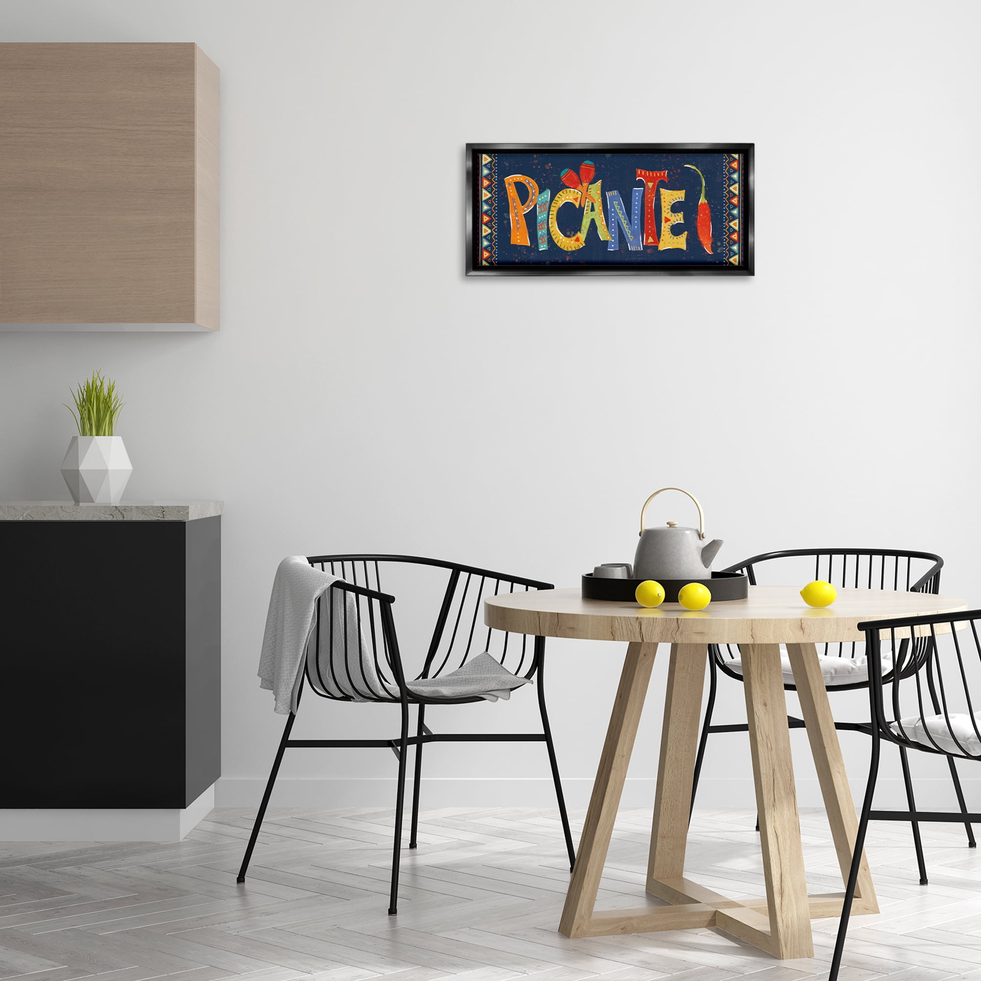 Stupell Industries Picante con Pimiento Colorido Food & Beverage Painting Black Floater Framed Art Print Wall Art, 25 x 11
