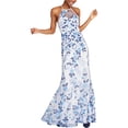 thumbnail image 1 of Sequin Hearts Womens Embroidered Fit & Flare Gown Dress bluwht 1, 1 of 1